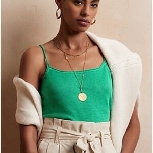 Banana Republic 100% Italian Linen Cabana Green Camisole